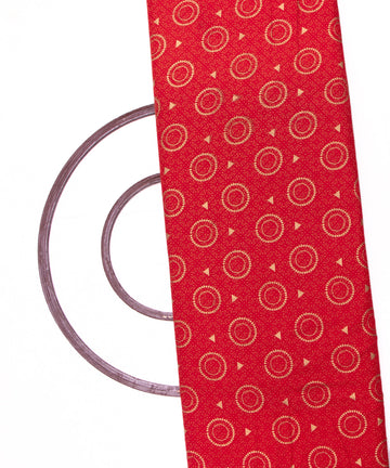 Red Colour Abstract Golden Block Print Rayon Fabric